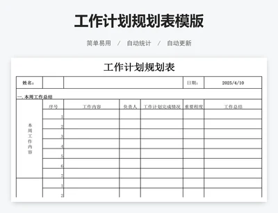 工作计划规划表模版