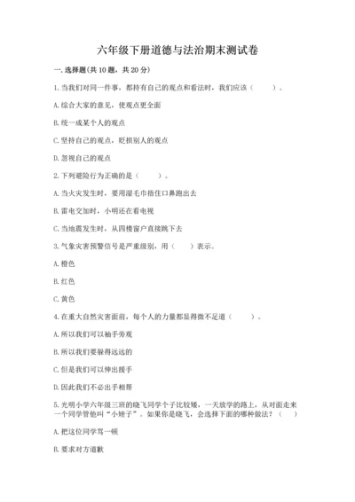 六年级下册道德与法治期末测试卷（名校卷）.docx