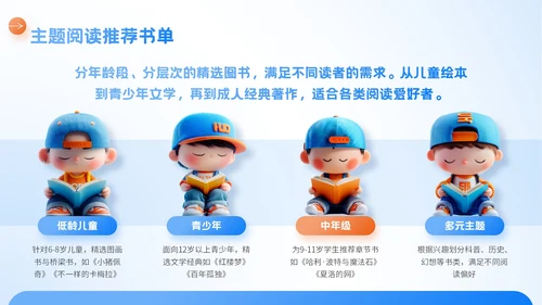蓝橙色3D风暑期阅读兴趣班PPT模板
