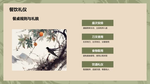 蓝色水墨风文化礼仪PPT模板