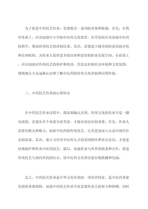 中药技艺传承心得体会