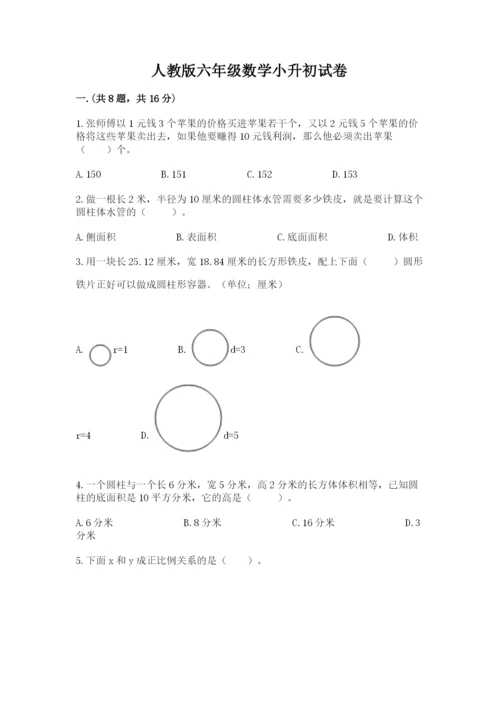 人教版六年级数学小升初试卷精品【名师推荐】.docx