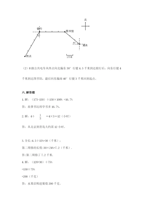 2022年人教版六年级上册数学期末测试卷及参考答案1套.docx