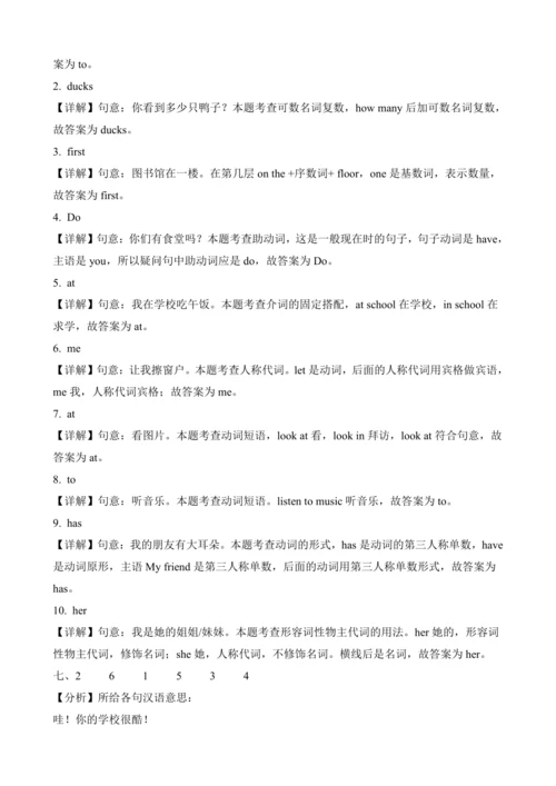 Unit 1 My school  (知识清单)-四年级英语下册同步高效课堂系列（人教PEP版）