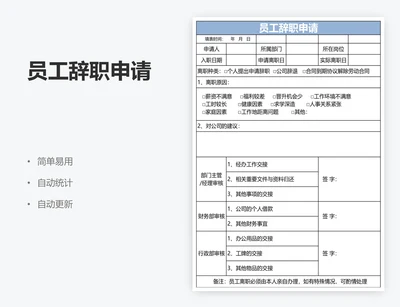 员工辞职申请