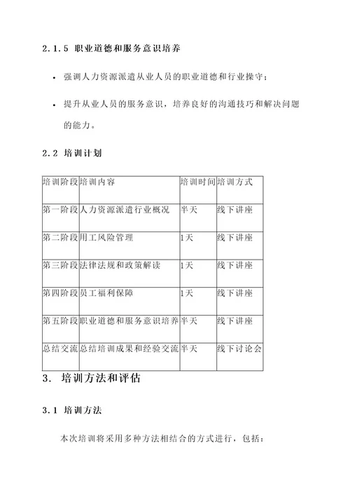 人力资源派遣培训方案