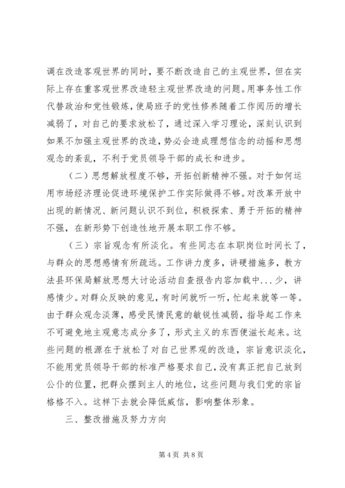 县环保局解放思想大讨论活动自查报告.docx