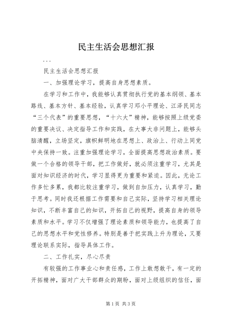 民主生活会思想汇报 (7).docx