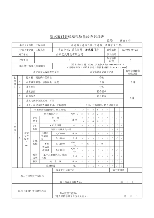 阀门井检验批质量验收记录表.docx