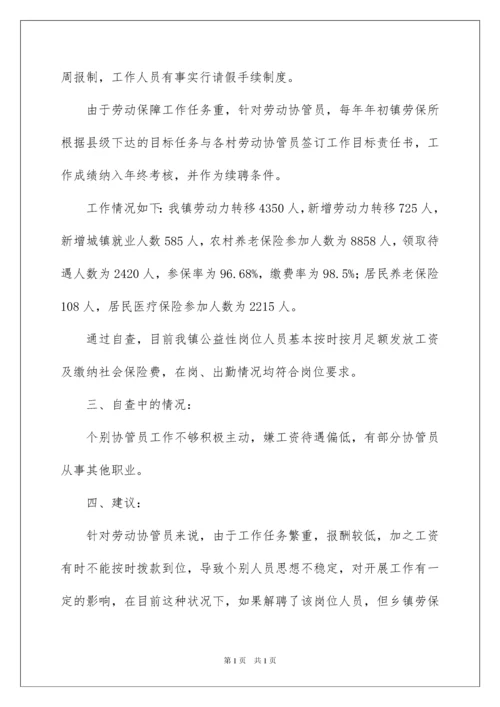 2022公益性岗位自查报告.docx