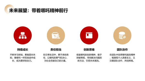 红色插画风开学第一课之哪吒电影精神解析