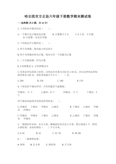 哈尔滨市方正县六年级下册数学期末测试卷学生专用.docx