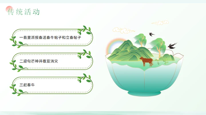 春天立春二十四节气通用PPT模板