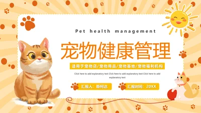 猫咪，宠物健康管理PPT模板
