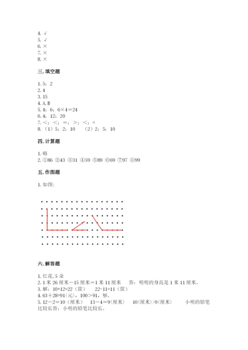 小学二年级上册数学期中测试卷附答案（名师推荐）.docx