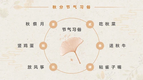淡橙色简约中国风秋分节气PPT模板