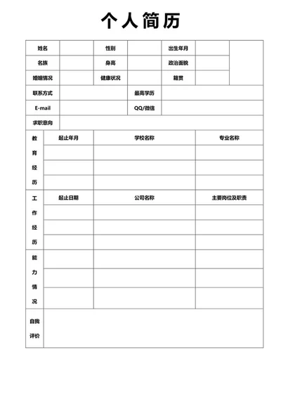 个人简历word模板