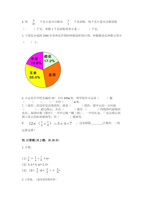 人教版数学六年级上册期末测试卷带答案（轻巧夺冠）.docx