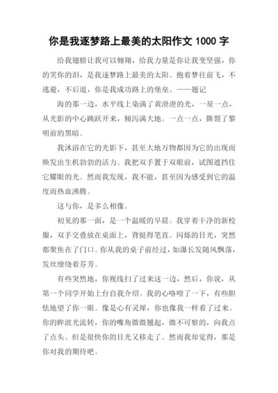 你是我逐梦路上最美的太阳作文1000字.docx