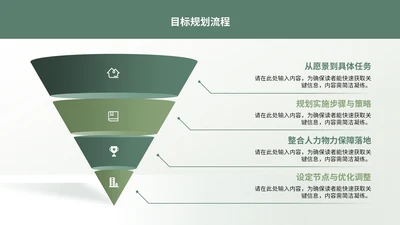 绿色商务风4项锥形PPT单页