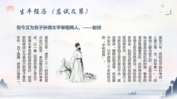 苏东坡传山水书画水墨风PPT模板