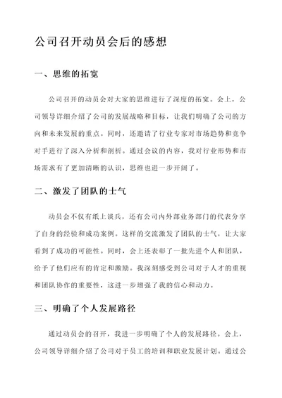 公司召开动员会后感想