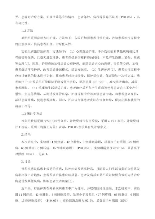 舒适护理在手外科病人护理中的应用分析.docx