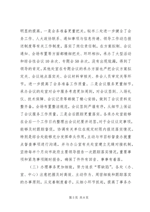 市政府办公室创优上半年总结及下半年安排.docx