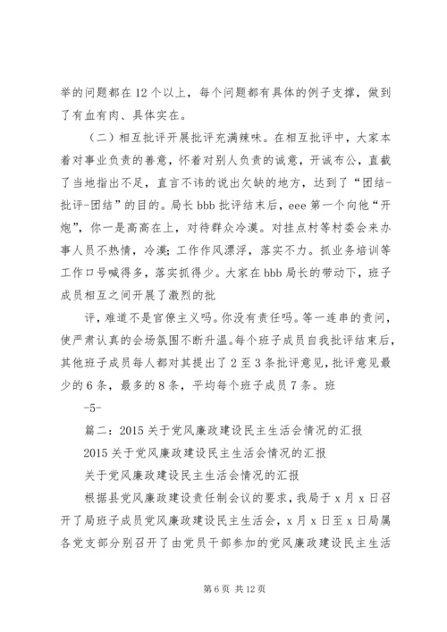 局党组开展廉政自律准则学习专题民主生活会情况的报告.docx