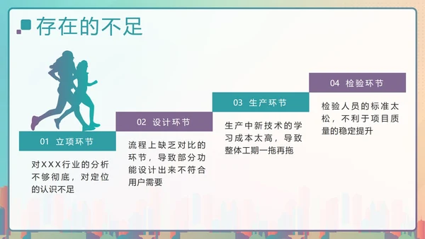 彩色渐变剪影项目经理年终总结汇报带内容PPT模板