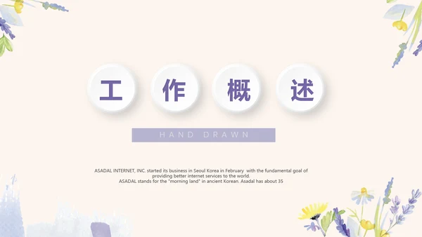 紫色淡雅小清新微立体述职报告通用PPT动态模板封面含PS