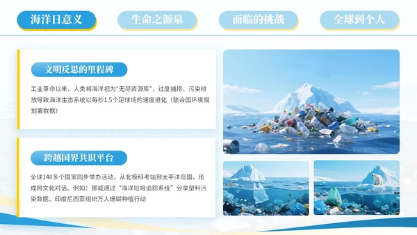 蓝色系简约风世界海洋日PPT模版