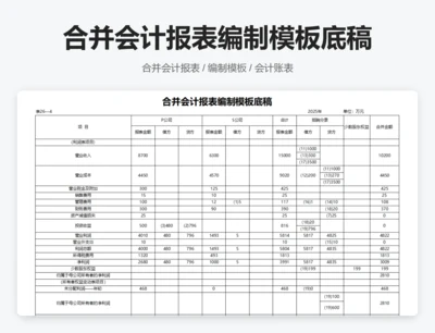 合并会计报表编制模板底稿