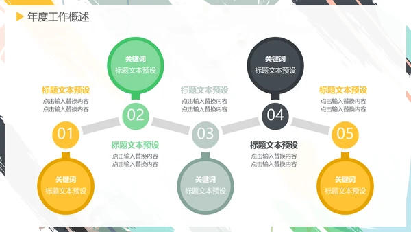 彩绘水彩背景年度总结通用PPT模板