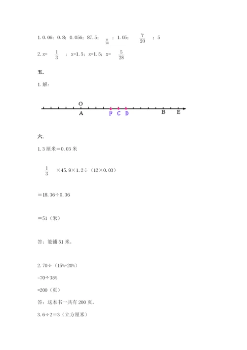小学六年级数学摸底考试题（精品）.docx