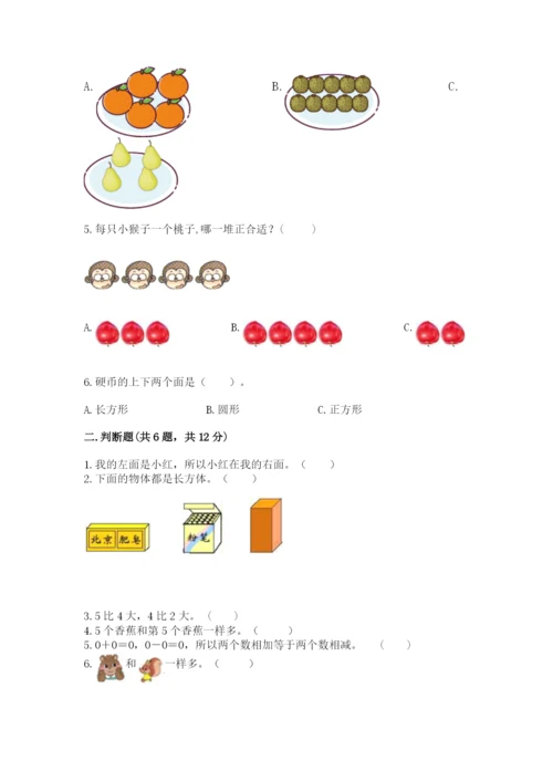 人教版一年级上册数学期中测试卷含答案（培优a卷）.docx