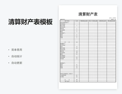 清算财产表模板