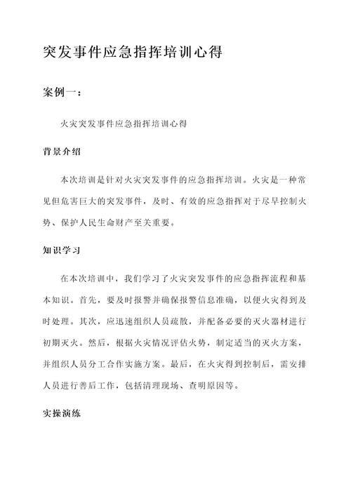 突发事件应急指挥培训心得