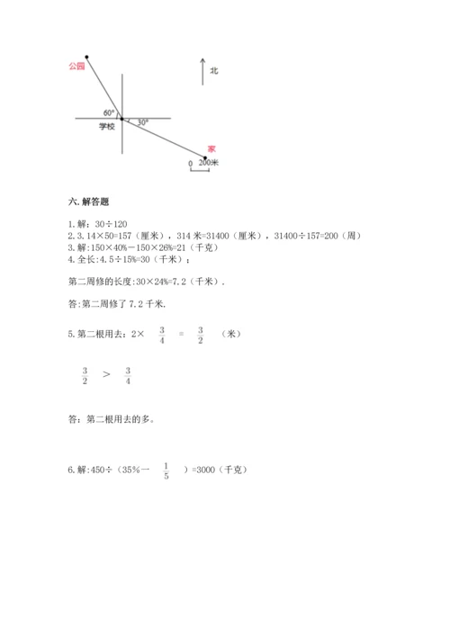 小学六年级上册数学期末测试卷（名校卷）word版.docx