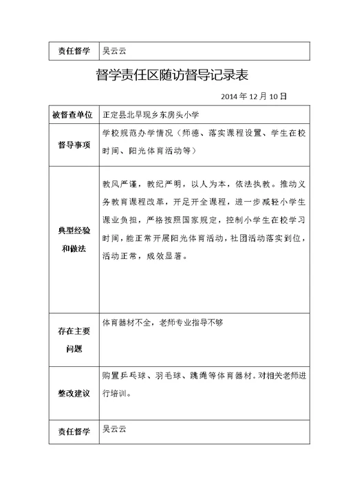 东房头小学督学责任区随访督导记录表(共31页)