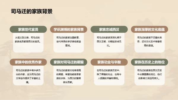 黄色中式国风司马迁人物介绍PPT模板