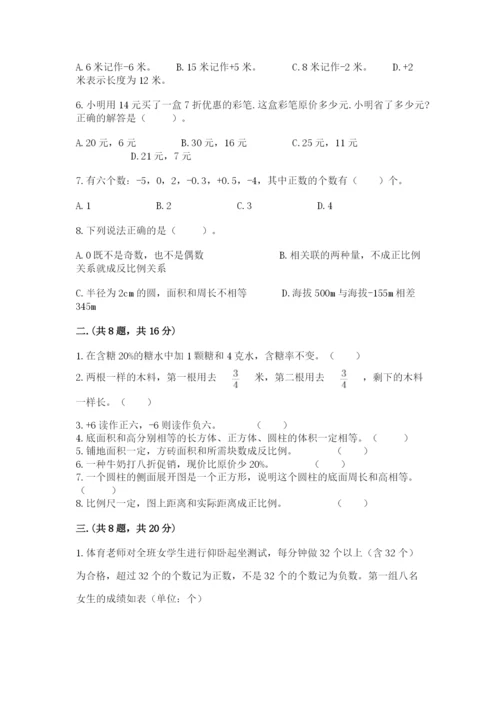 小学六年级数学摸底考试题附参考答案【培优a卷】.docx