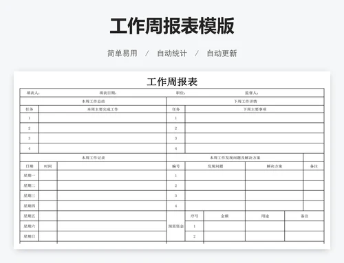 工作周报表模版