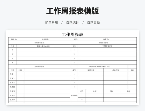 工作周报表模版