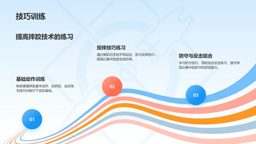 蓝色3D风奥运会——摔跤知识科普PPT模板