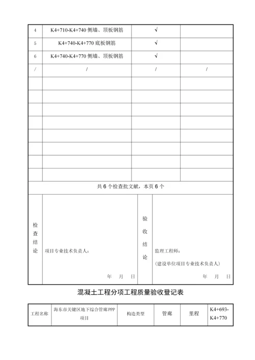 混凝土子分部工程质量验收记录表.docx