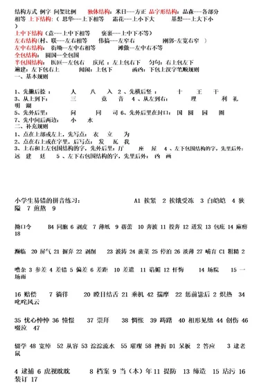 小学生易错字拼音练习