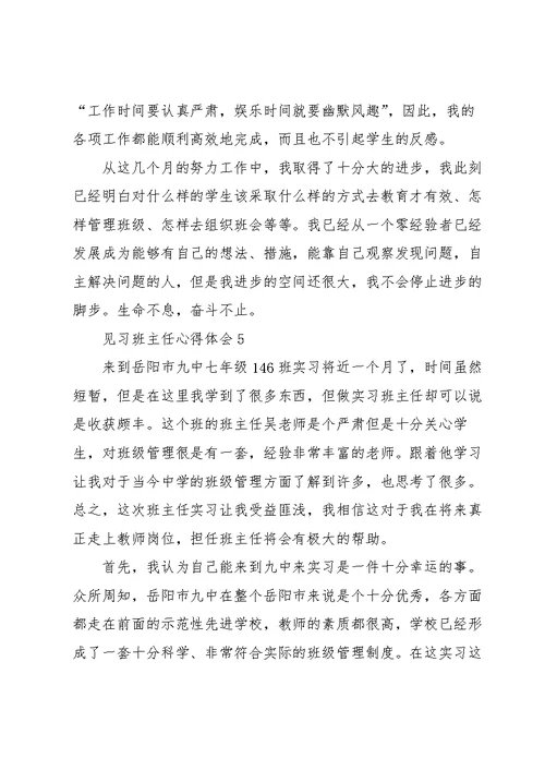 见习班主任的心得体会五篇