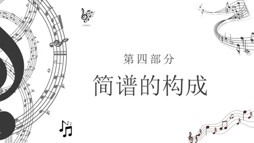 黑白简约小学音乐从零开始认识简谱说课课件PPT模板