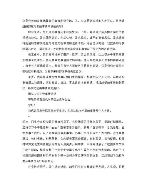 年团总支学生会工作参考总结范文3篇